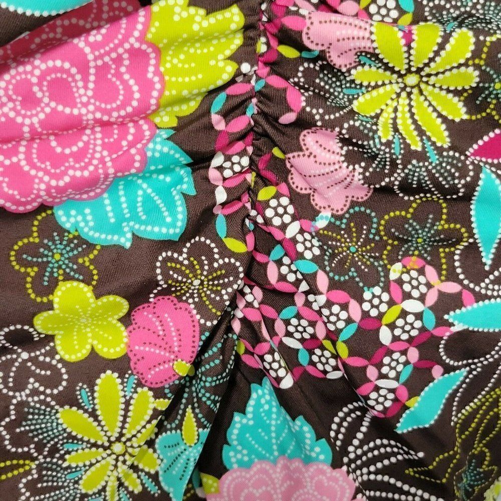 Motherhood Maternity Tankini Swim Top Womens Large Brown Pink Multicolor Ruched‎ - Picture 6 of 11